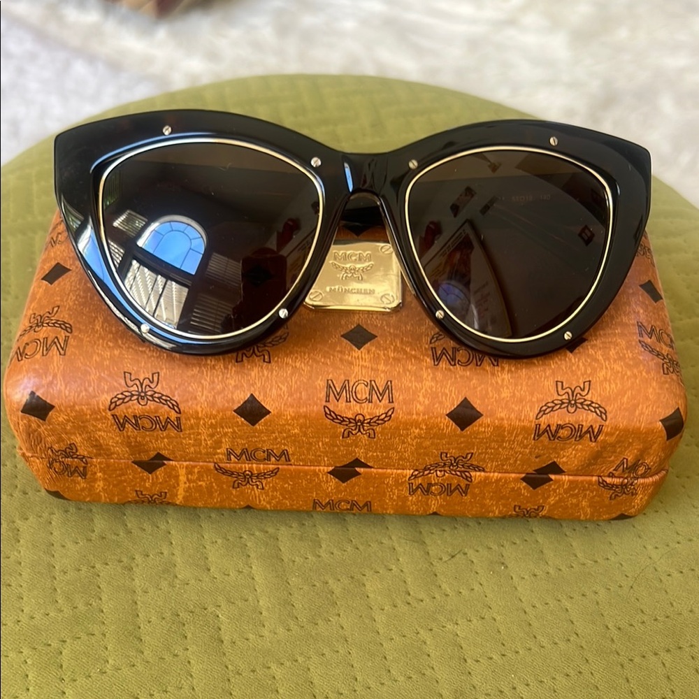 LIKE NEW! MCM Black & Gold Sunglasses